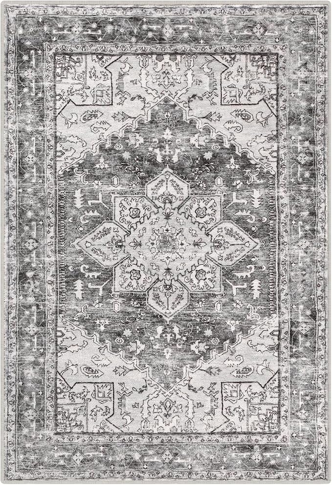 Yamaziot Washable Area Rug, 2x3 Small Entryway Rug Non-Slip Boho Vintage Rug