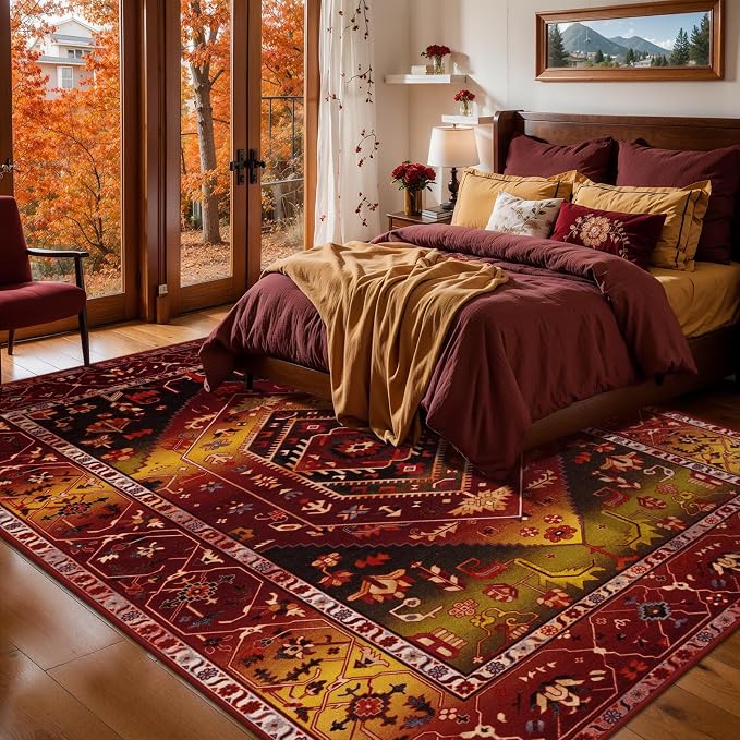 SERISSA 6x9 Area Rugs for Living Room, Large Washable Non-Slip Boho Rug