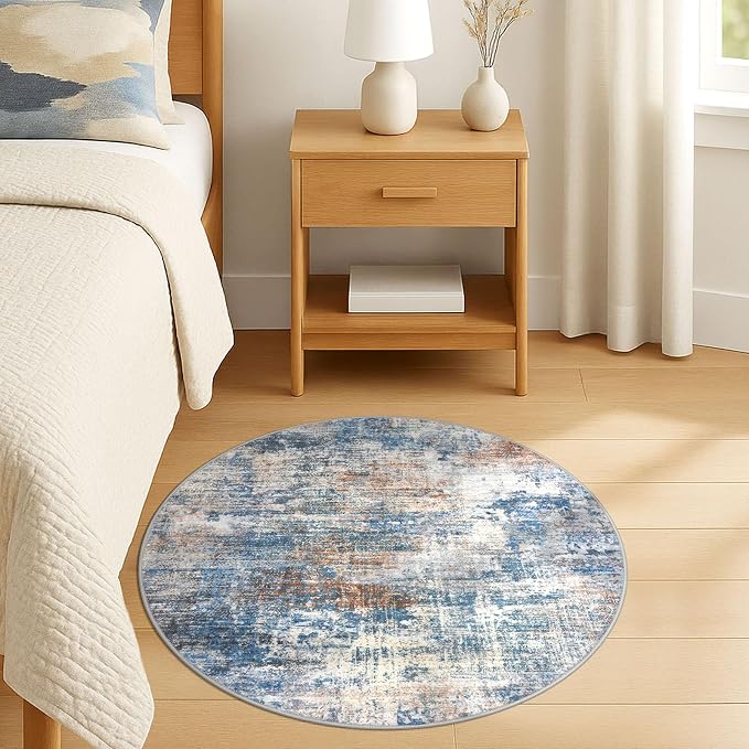 IOHOUZE Round Area Rug 3 Ft Circle Entryway Rugs Round Washable Door Mat Indoor
