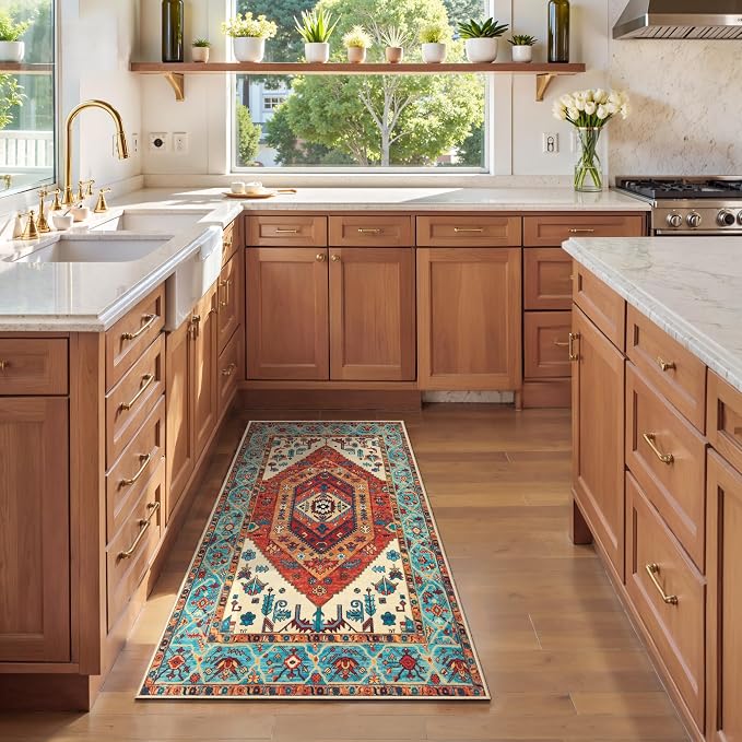 SERISSA 2x4 Boho Rugs for Entryway, Washable Non-Slip Kitchen Runner Rug