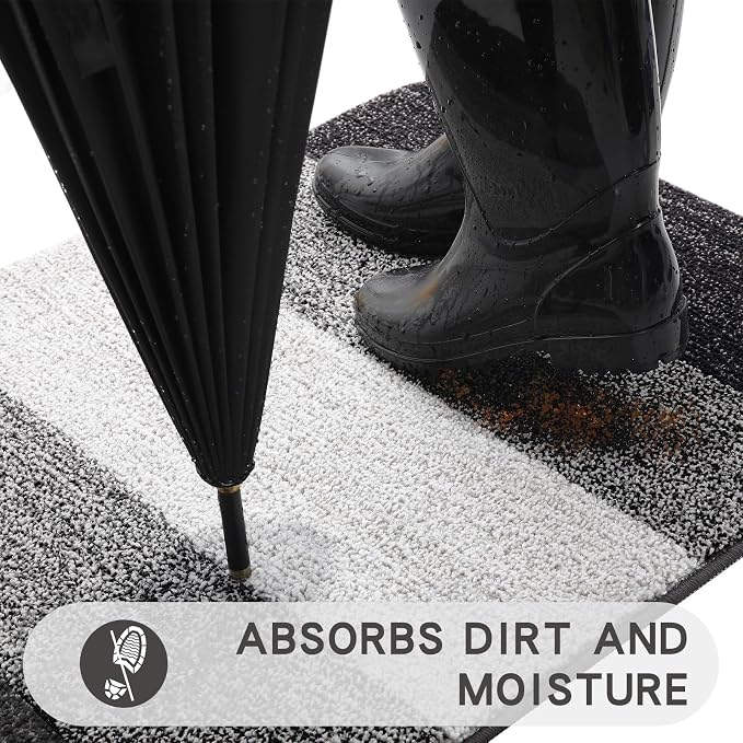 Kitinjoy Indoor Outdoor Door Mat, 59x20 Non-Slip Absorbent Dirt Trapper