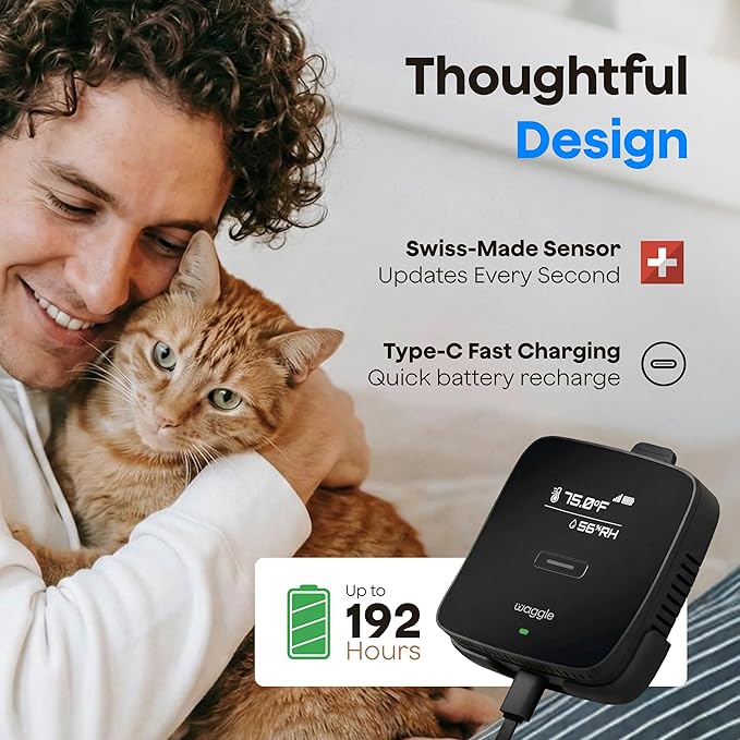 Waggle 4G Pet Temperature Monitor (Lite) - No WiFi Needed - Real Time App, SMS & Email Alerts - RV, Car & Home Safety Device - Power Outage Alerts - Subscription Required