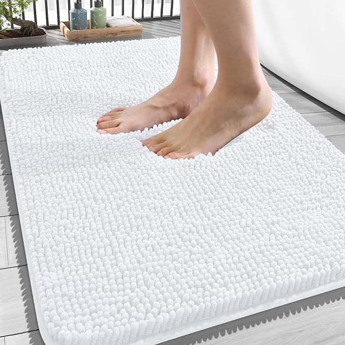 OLANLY Bathroom Rugs 34x21, Extra Soft Absorbent Chenille Bath Rugs, Rubber