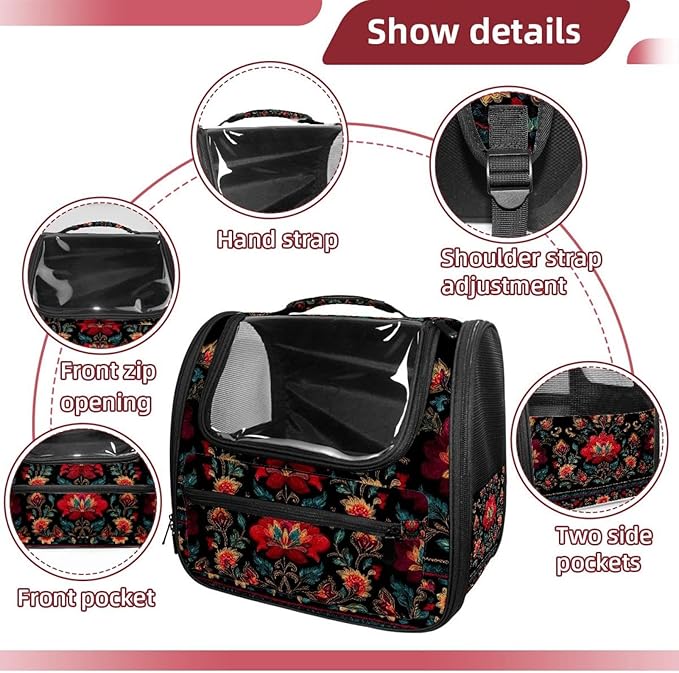 Airline Approved Soft Sided Pet Carrier, Motifs African Boho Paisley Floral (27) Pet Travel Bag for Cats & Dogs, Durable, Breathable Pet Travel Bag for Airplane, Car & Train