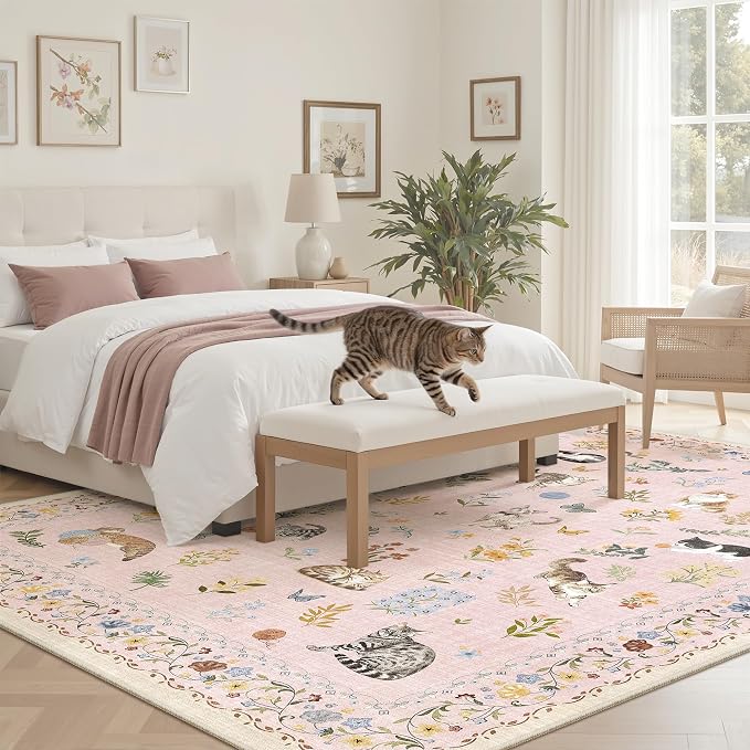Soalmost Cat 6x9 Pink Area Rugs