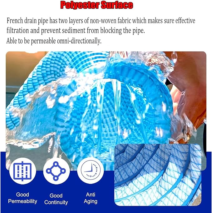 Commercial French Drain Pipe for Water Drainage, Construction Site/Sports Field