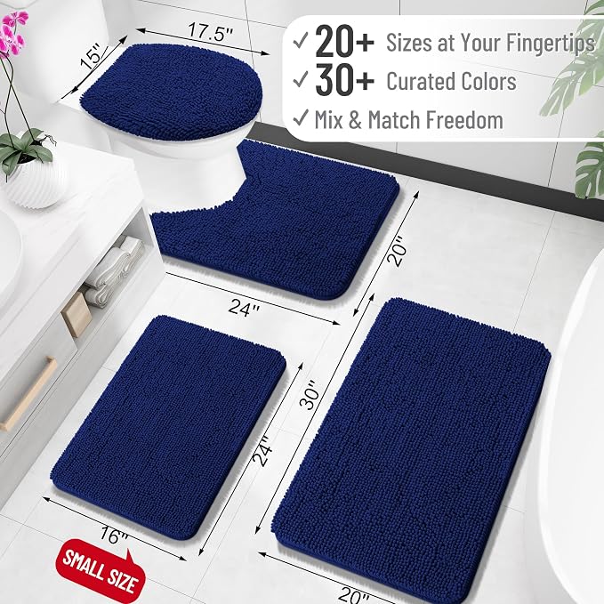 OLANLY Bathroom Rugs 30x18, Extra Soft Absorbent Chenille Bath Rugs, Rubber