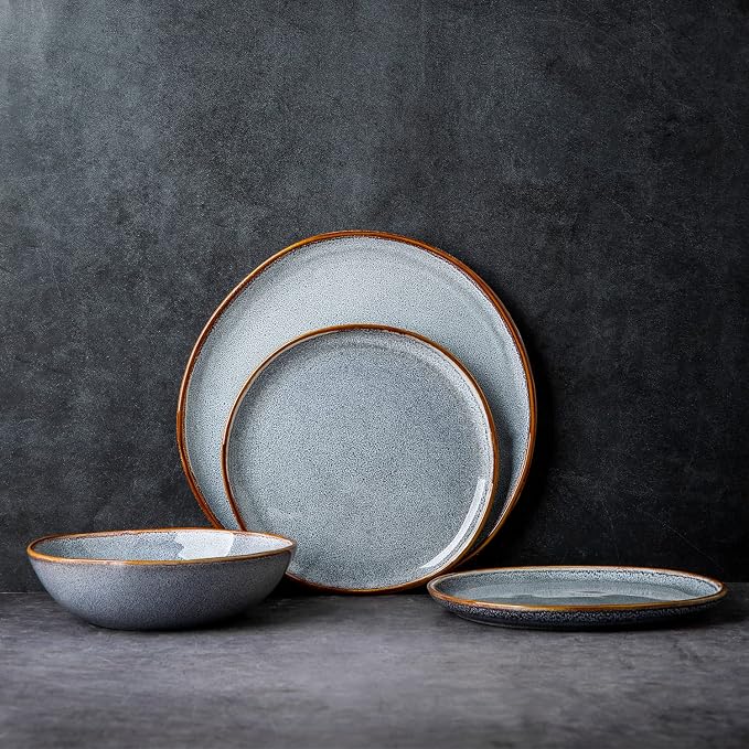 AmorArc Ceramic Cereal Bowls Set of 6, 24 oz Handmade Stoneware Bowls Set