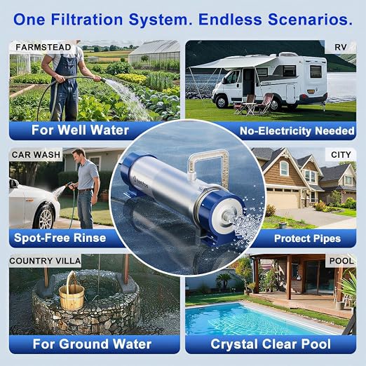 Under Sink Water Filter System Reduces 99% of Contaminants>0.01μm, 4.4GPM/26K