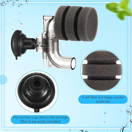 Riakrum 2 Pieces Mini Aquarium Single Sponge Filter Submersible Foam Filter