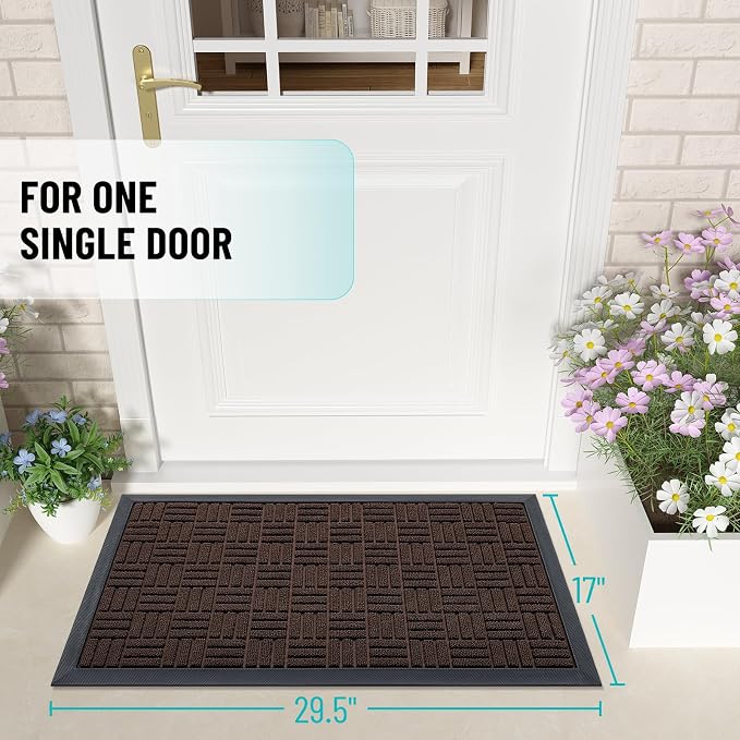 OLANLY Front Door Mat Outside Entrance 29.5x17, Heavy Duty Sturdy Natural