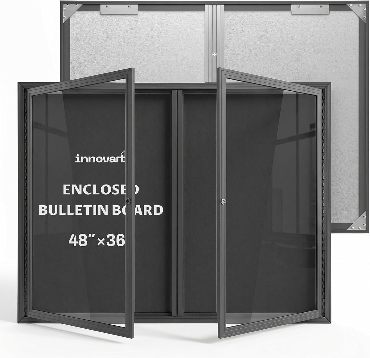 INNOVART Outdoor Enclosed Bulletin Board Weatherproof 48”x36”