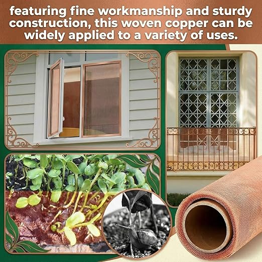 Therwen 24 Inch x 20 ft Copper Mesh Screen 99.9% Pure Copper 40 Mesh Roll Wire