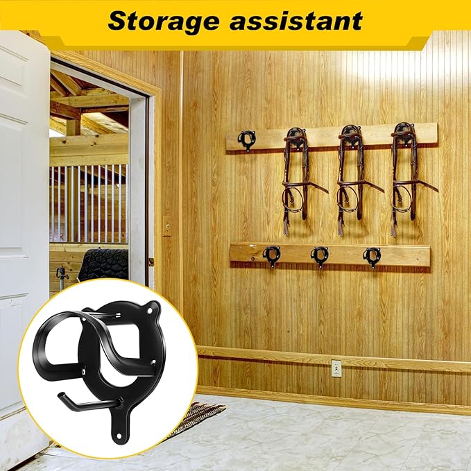 Silkfly 36 Counts Horse Bridle Rack Bridle Hooks Metal Bridle Bracket Horse Tack Storage Halter Hanger Bridle Holder with Tubes and Screw Horse Barn Supplies, Black