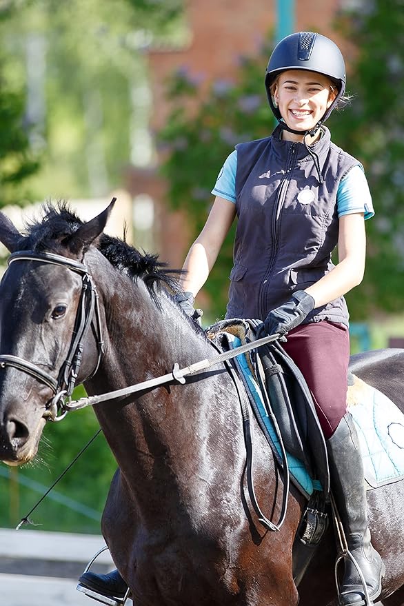 SANTINY Girls Horse Riding Pants with Zipper Pockets Kids Stretchy Equestrian Breeches Knee-Patch Youth Schooling Tights