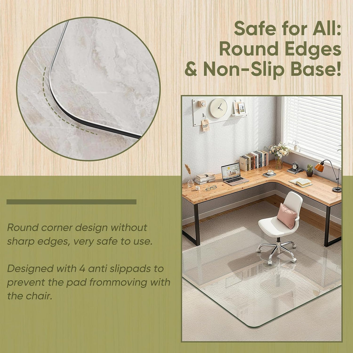 40" x 60" Glass Chair Mat for Carpet, 0.2" Thick Office Chair Mat