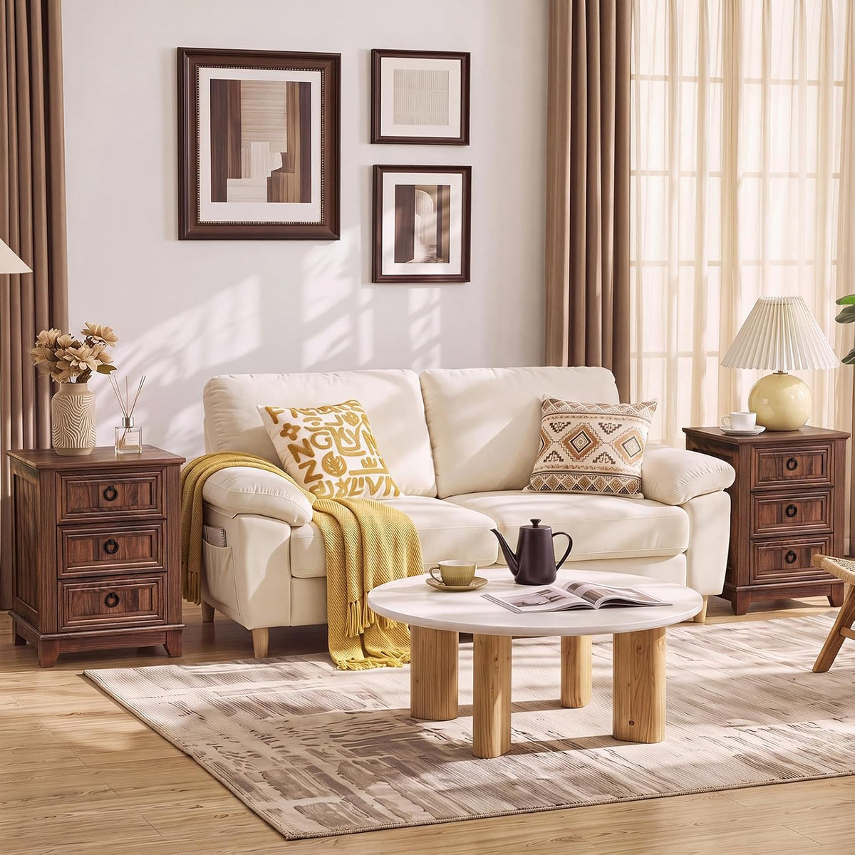 Joaxswe Farmhouse Nightstand Set 2, 18'' End Table