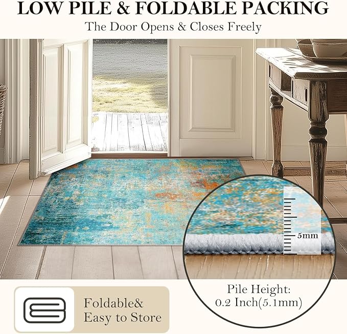 RELEANY Washable Area Rugs 8ft Non-Slip Modern Abstract Soft