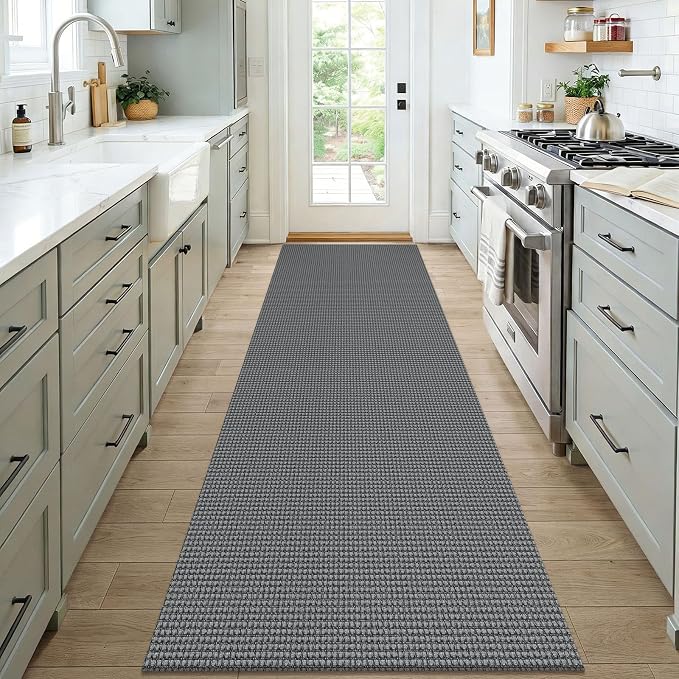 KOZYFLY Woven 3x7 Washable Kitchen Runner Rug, Non Slip Wide Runners