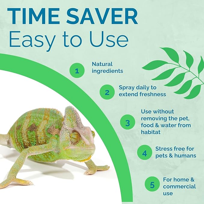 No Scent Reptile Tank Cleaner Spray & Pet Odor Management for Bearded Dragon, Turtle, Lizard Terrarium Freshener (32 Fl Oz / 946 mL)