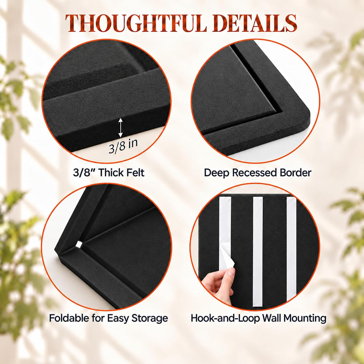 Felt Bulletin Board 71x47 inches, Black Pinboards for Wall Decor