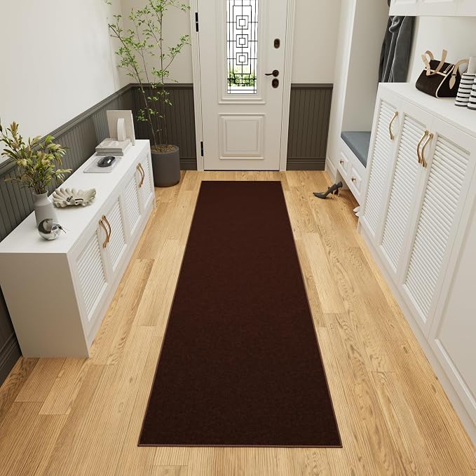 Ottomanson Hallway Runner Rug 2'7" x 9'10" Non Slip Solid Area Rugs Easy to