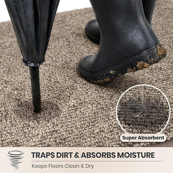 PURRUGS Dirt Trapping Door Mat 20" x 31.5", Non-Slip Machine Washable Entry Rug