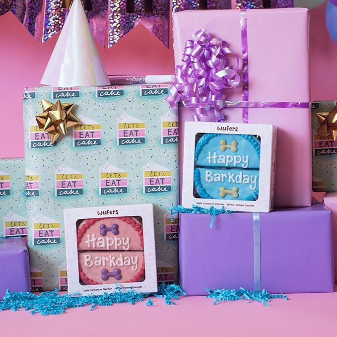 Wufers Dog Birthday Cake – Giant Shareable Happy Barkday Decorated Dog Treat, Soft-Baked 8-Piece Cookie Cake for Dogs, Made in North America (Pink - Birthday Cake)