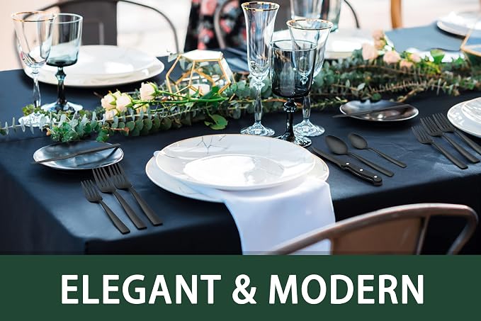 EWFEN 24-Piece Black Silverware Set