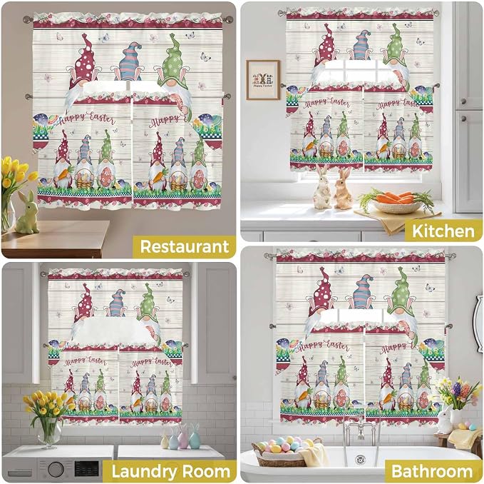 Swag Valance Curtains, Happy Easter Gnomes