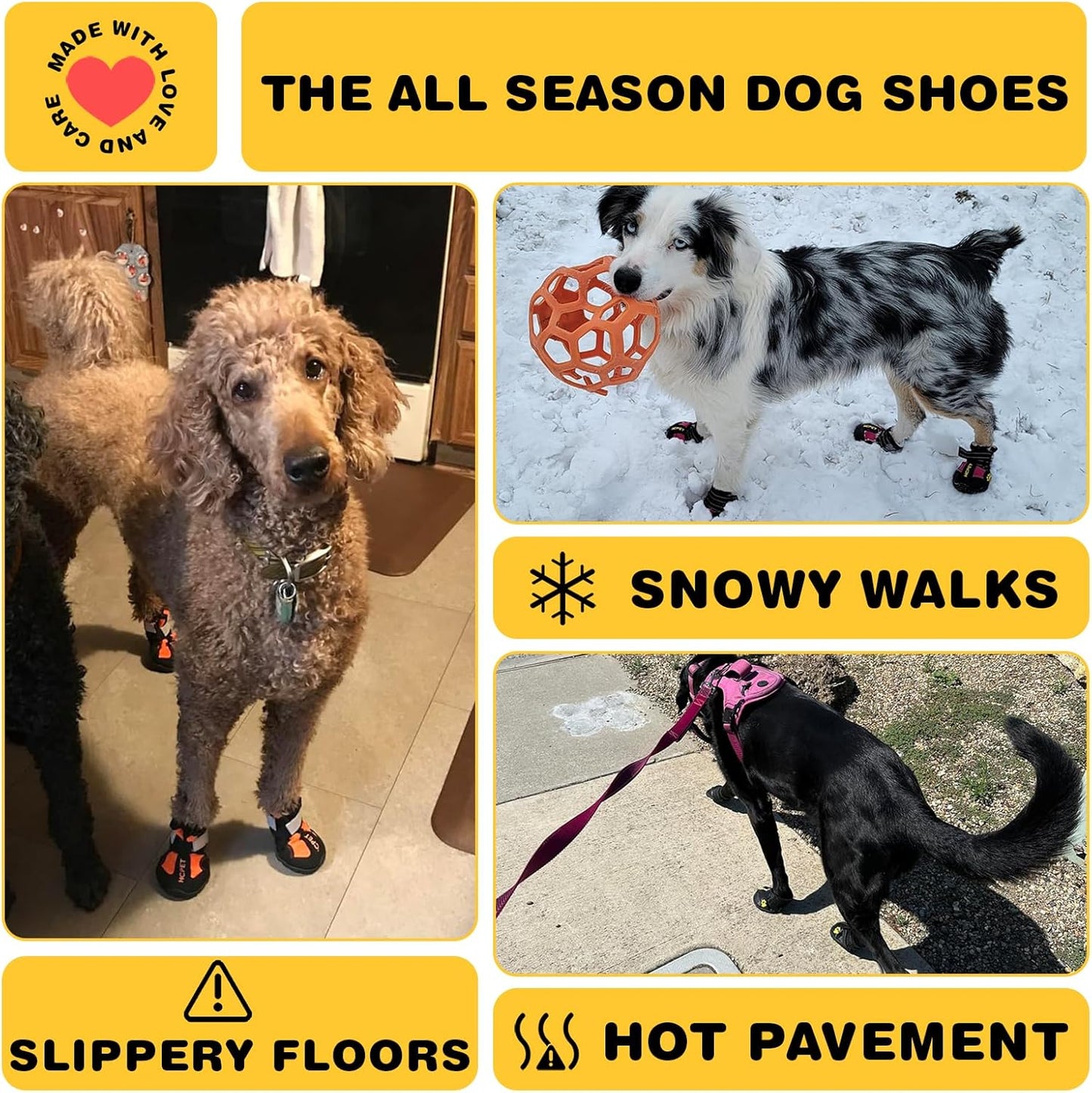 Hcpet Dog Shoes, Dog Boots for Small Dogs, Waterproof Medium Dog Booties Paw Protector for Summer Hot Pavement, Winter Snowy Day, Outdoor Walking, Indoor Hardfloors Anti Slip Sole Black Size 1