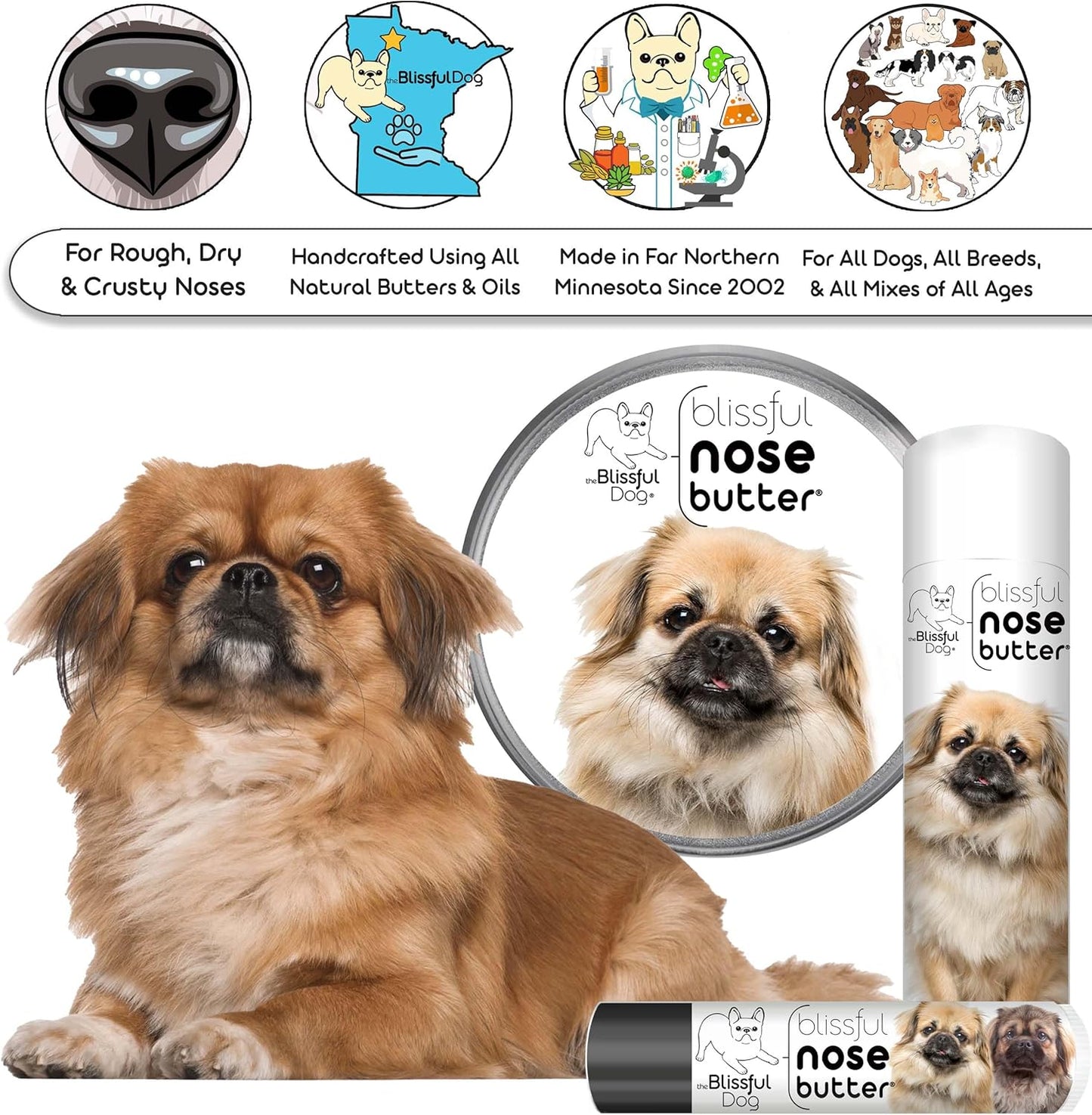 The Blissful Dog Tibetan Spaniel Unscented Nose Butter - Dog Nose Butter, 2 Ounce