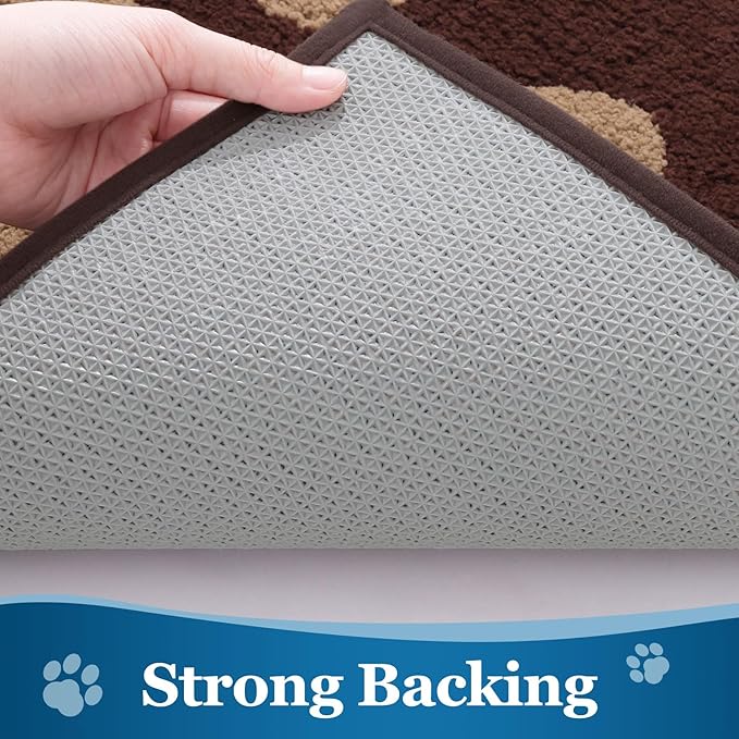 Buganda Dog Door Mat for Muddy Paws, Absorbent Dirt Trapper Washable Indoor Doormats, Non Slip Low-Profile Mud Mat for Dogs, Front Entrance Doormat for Inside Floor (36x24 Inches, Brown)