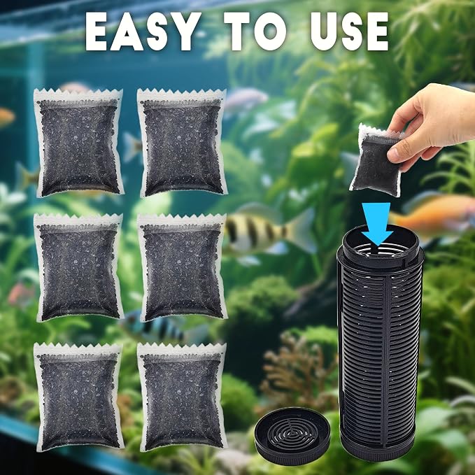 xcivi 6PCS Carbon Filter Media for Aquariums, Premium Activated Carbon