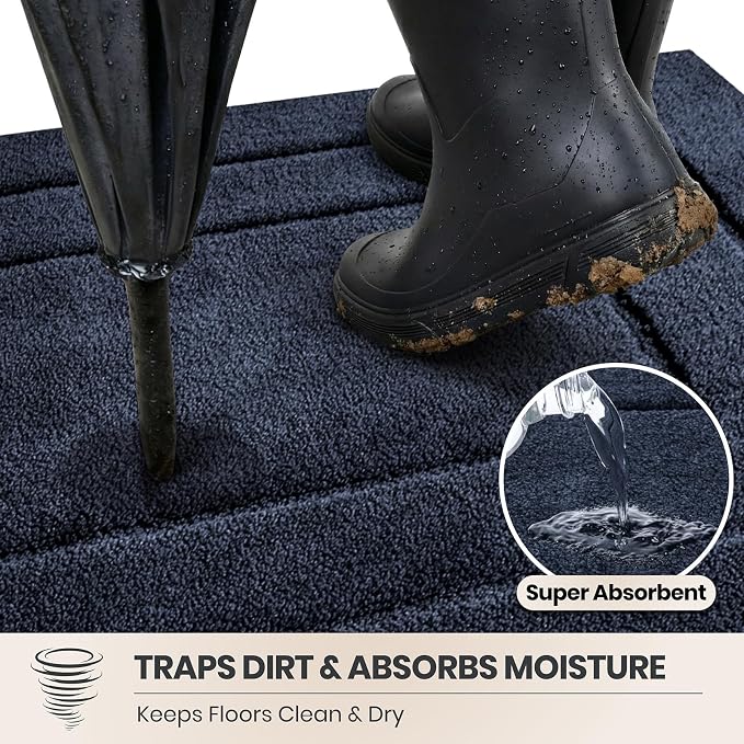 PURRUGS Dirt Trapping Door Mat 24" x 59", Non-Slip/Skid Machine Washable