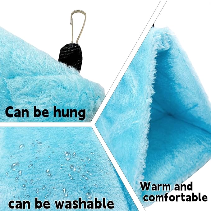 2Pcs Bird Tent Plush Hammock Warm Hut Hanging Nest for Cage 9.4''X5.9''X7.0'' Large Snuggle Sleeping Bed Parrot Hideaway Cave for Eclectus Parakeet Cockatiels Cockatoo Lovebird