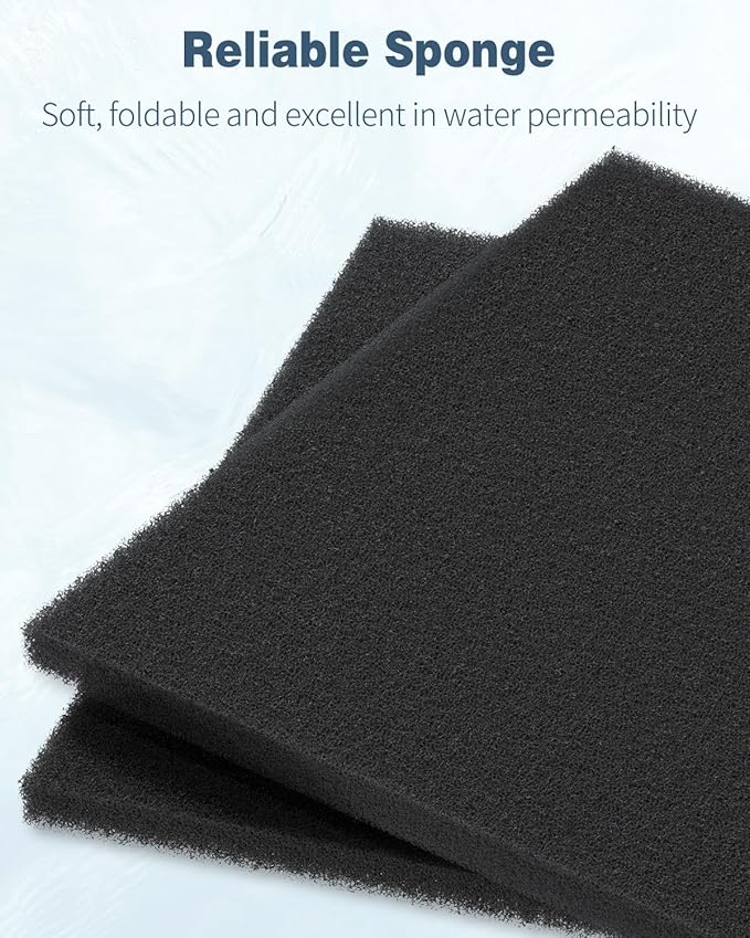 Pawfly 4 Pack Aquarium Bio Sponge Filter Media Pad, Filter Foam Sponge Pads