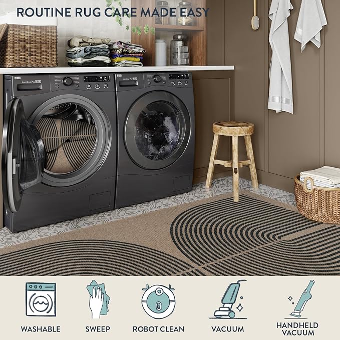 Lahome Modern Rainbow 2x8 Runner Rug, Washable Hallway Kitchen Runner Rugs