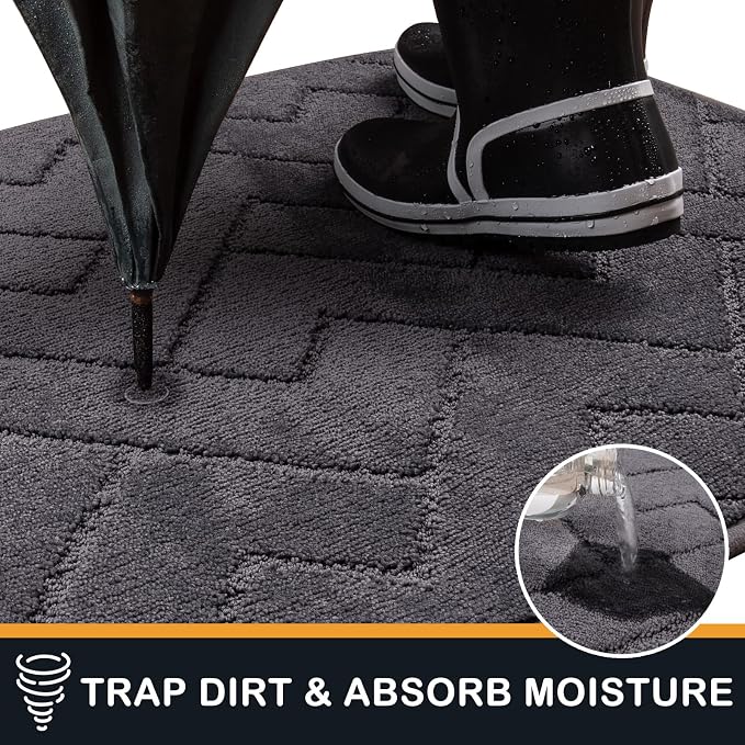 PURRUGS Dirt Trapping Door Mat 48" x 48", Non-Slip Machine Washable Entry Rug