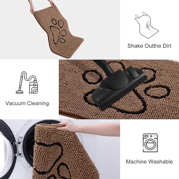 Smiry Dog Door Mat for Muddy Paws, Absorbent Dirt Trapper Non Slip Quick Dry