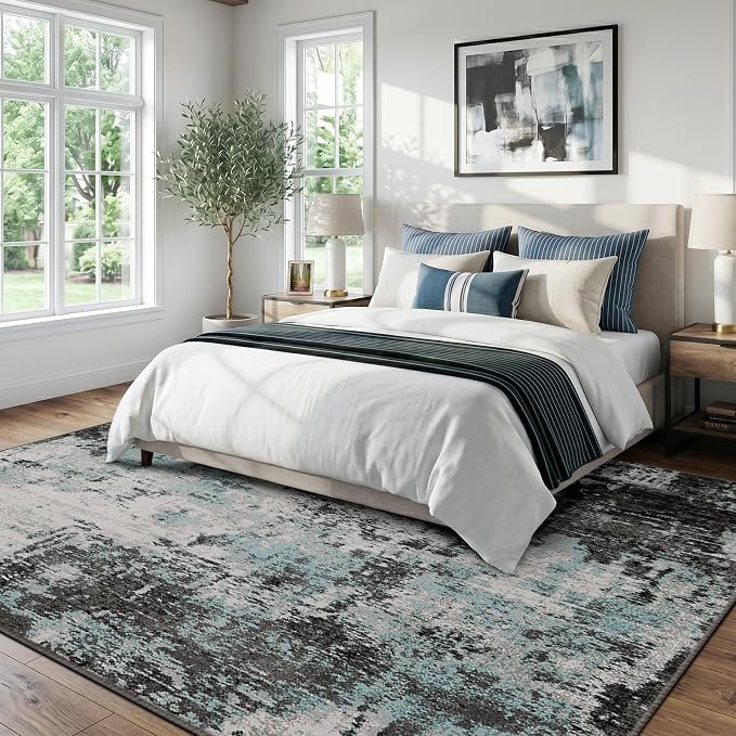 RELEANY Washable Area Rugs 5'x7' Non-Slip Modern Abstract Soft