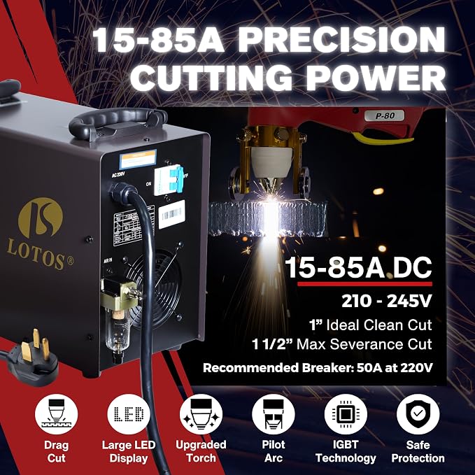 LTP8500 | 85A HF Pilot Arc Plasma Cutter, Drag-Cut Enabled, 220V Single-Phase