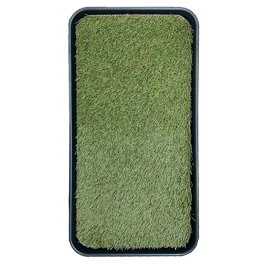 Ottomanson Artificial Grass Puppy Potty Training Pad with Tray, 15" x 30" Reusable Pee Pad for Small Pets and Dogs