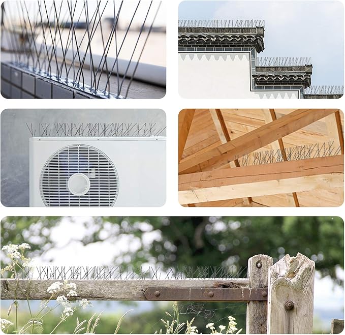 OFFO Bird Spikes with Stainless Steel Base, Durable Bird Spikes Arrow Pigeon Spikes Fence Kit for Keeping Small Bird, Crows and Woodpeckers Away, Covers 38.3 Feet(11.7m)