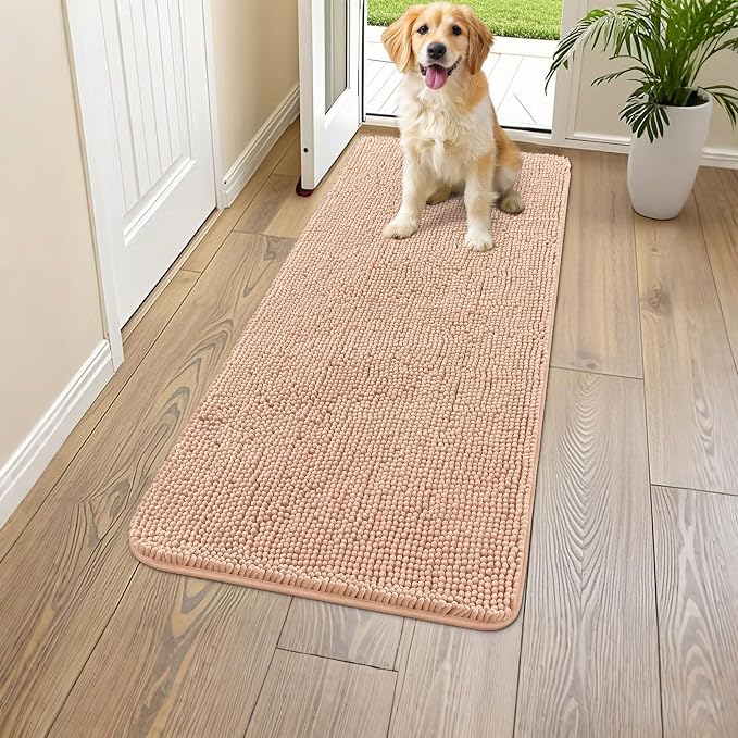 Smiry Dog Door Mat for Muddy Paws 47x24, Absorbent Dirt Trapper, Non-Slip