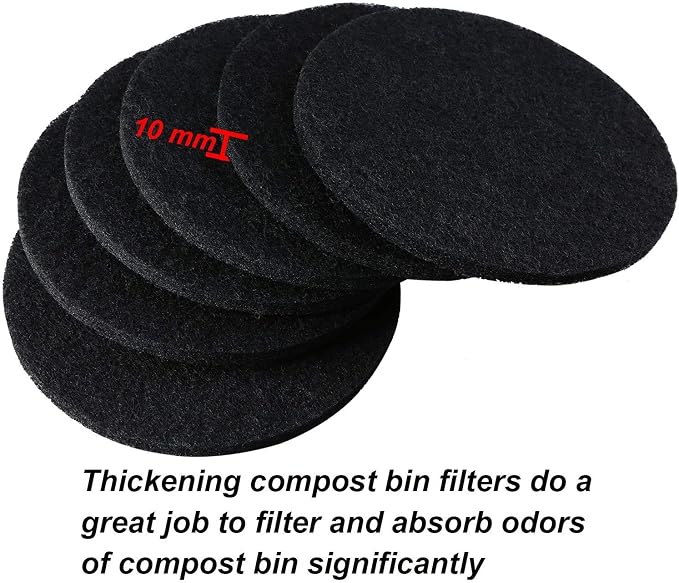 ddLUCK 6 Pack Kitchen Compost Bin Filter, Round Food Waste Bins Activated