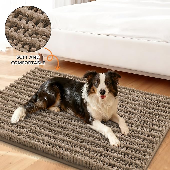 Smiry Dog Door Mat for Muddy Paws 24x16, Absorbent Dirt Trapper, Non-Slip
