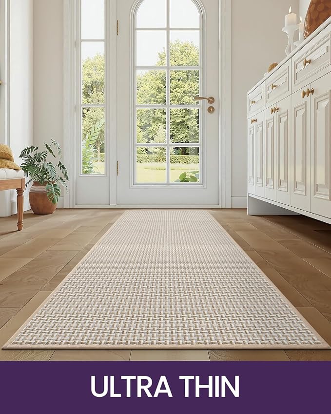DEXI Hallway Runner Rug 2'4"x8', Non Slip Rubber Backed Runners Carpet