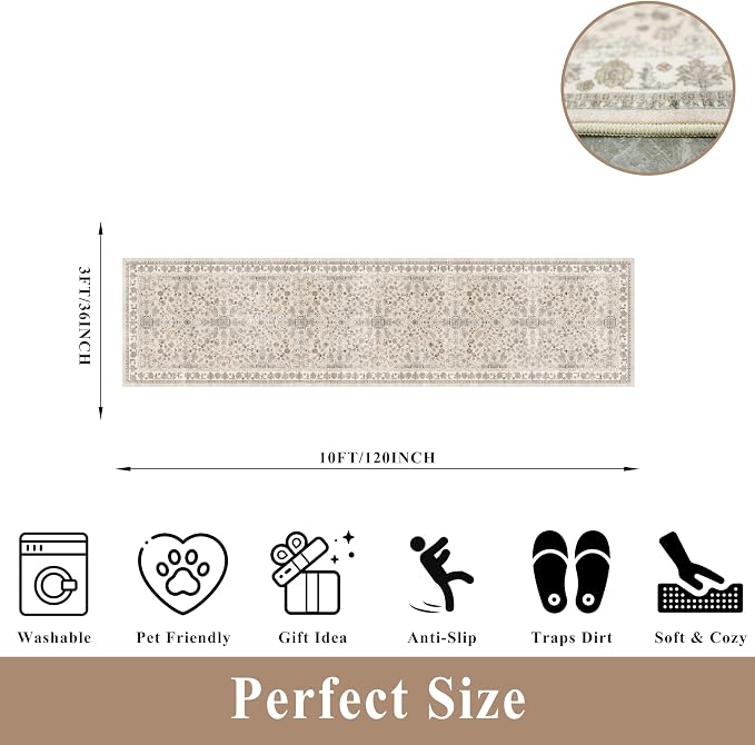 3x12 ft Long Kitchen Runner Rug