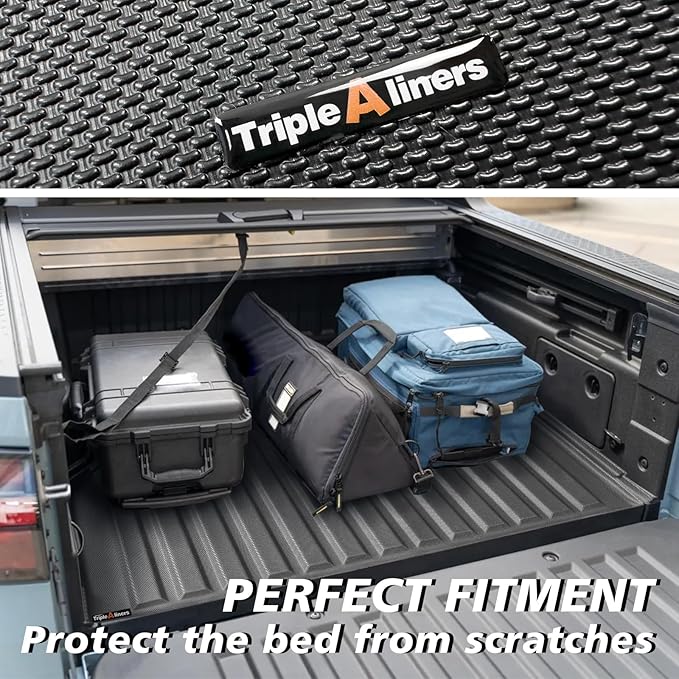 TripleAliners Truck Bed Mat Compatible with 2022 2023 2024 2025 2026 Hyundai Santa Cruz Accessories 4FT (52.1") Vehicle Bed Perfectly Flush All Weather Protection TPE Heavy Duty Pickup Cargo Mat